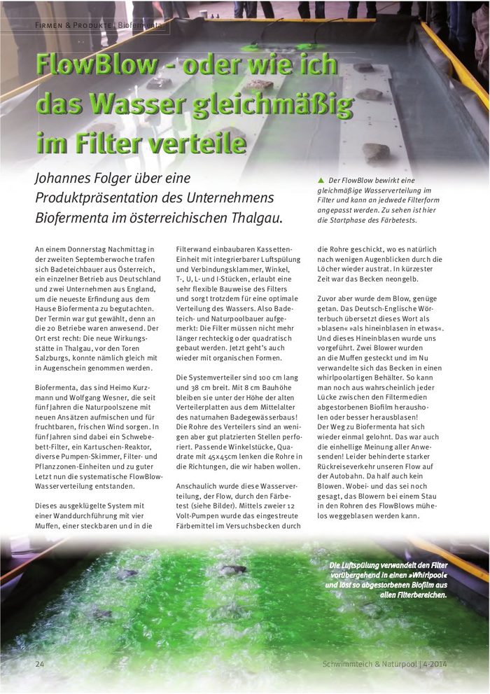 FlowBlow – or how I distribute the water evenly in the filter